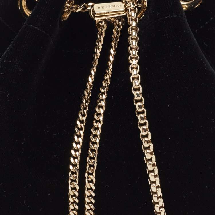 Pre Owned Jimmy Choo Black Velvet BonBon Bucket Bag