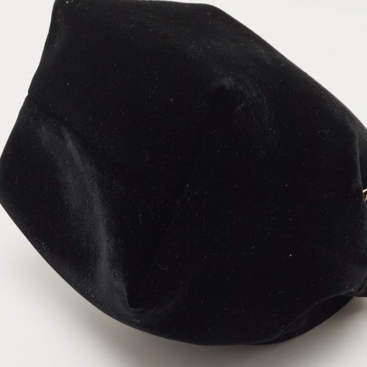 Pre Owned Jimmy Choo Black Velvet BonBon Bucket Bag