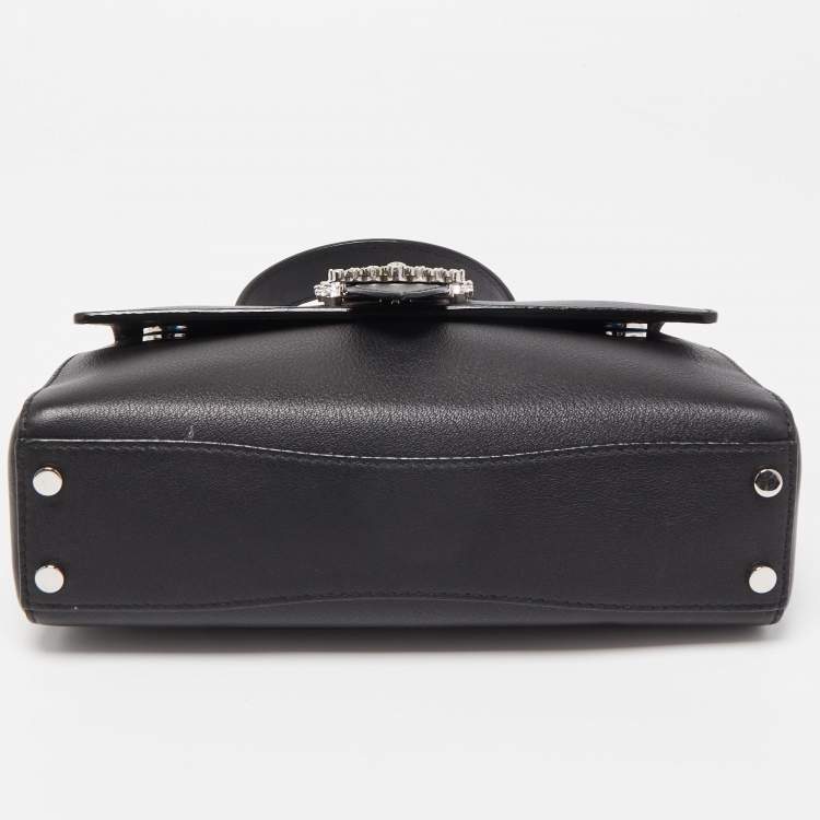 Pre Owned Jimmy Choo Black Medium Cheri Crystals Top Handle Bag