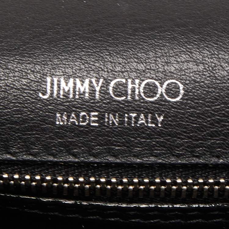 Pre Owned Jimmy Choo Black Medium Cheri Crystals Top Handle Bag