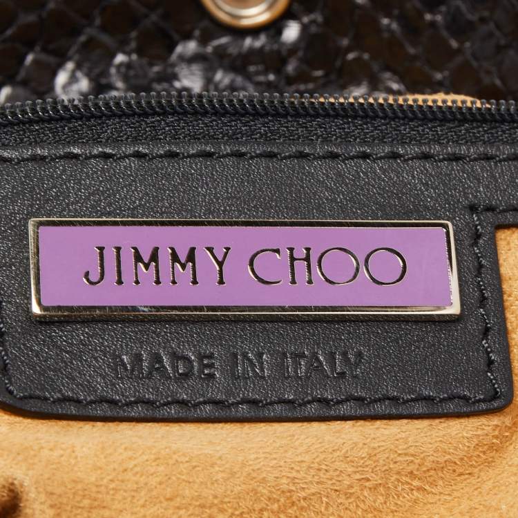 مملوكة مسبقًا Jimmy Choo Black Python Lohla Jayne Tote