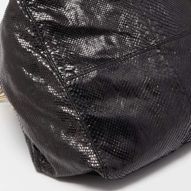 مملوكة مسبقًا Jimmy Choo Black Python Lohla Jayne Tote