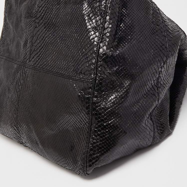 مملوكة مسبقًا Jimmy Choo Black Python Lohla Jayne Tote