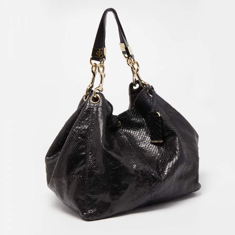 مملوكة مسبقًا Jimmy Choo Black Python Lohla Jayne Tote