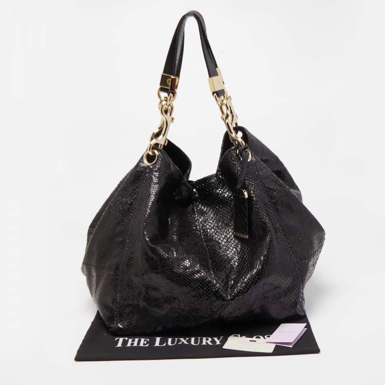 مملوكة مسبقًا Jimmy Choo Black Python Lohla Jayne Tote