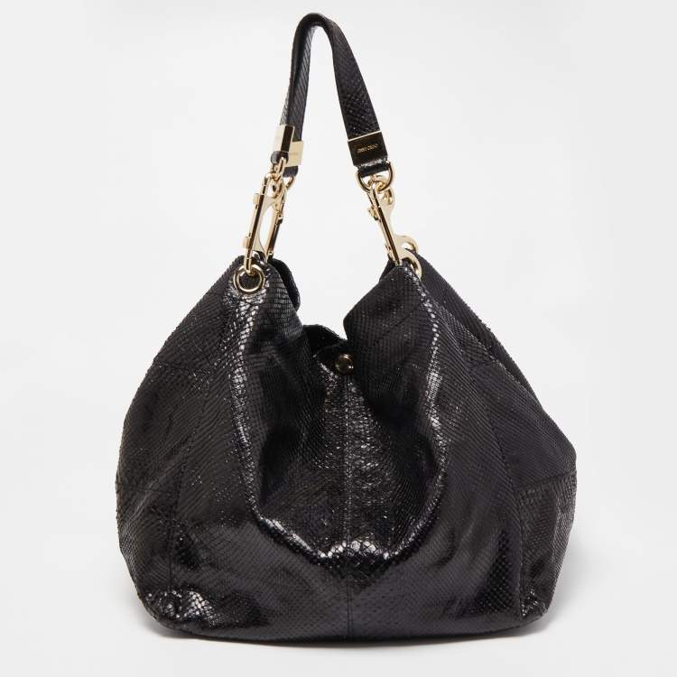 مملوكة مسبقًا Jimmy Choo Black Python Lohla Jayne Tote