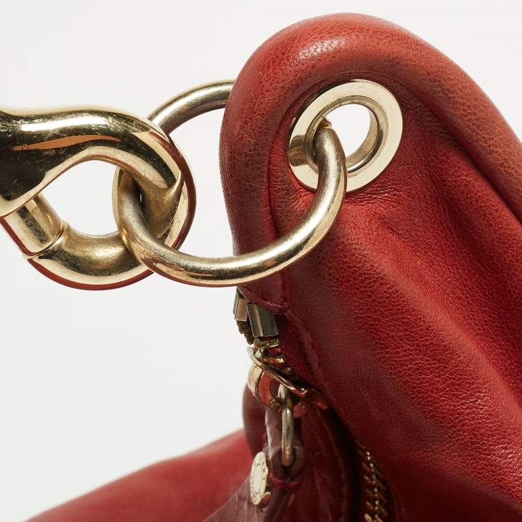 Pre Owned Jimmy Choo Red Leather Large Solar Hobo