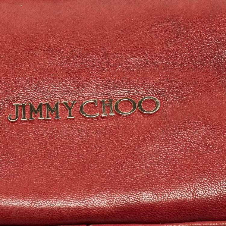 Pre Owned Jimmy Choo Red Leather Large Solar Hobo