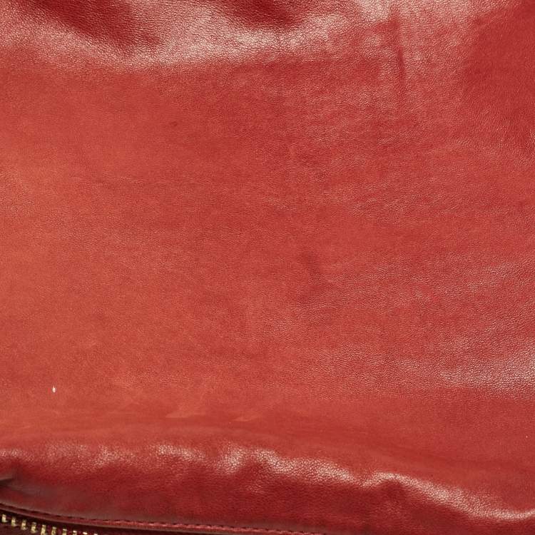 Pre Owned Jimmy Choo Red Leather Large Solar Hobo