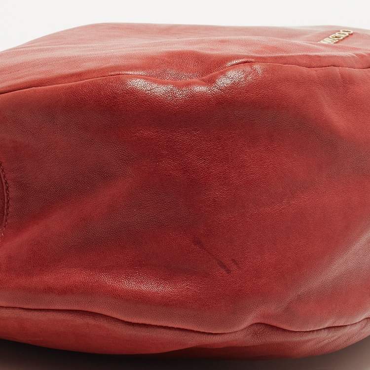 Pre Owned Jimmy Choo Red Leather Large Solar Hobo