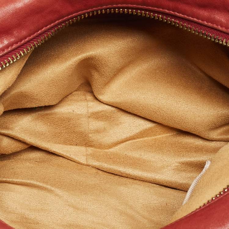 Pre Owned Jimmy Choo Red Leather Large Solar Hobo