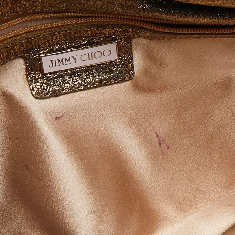 Pre Owned Jimmy Choo Gold Shimmery Leather Chandra Clutch