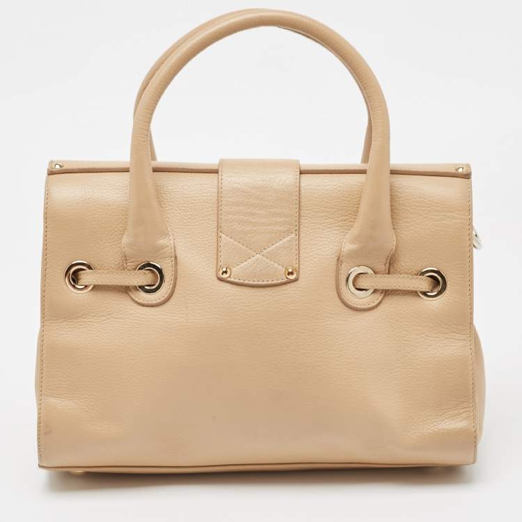 Pre Owned Jimmy Choo Beige Leather Rosalie Satchel