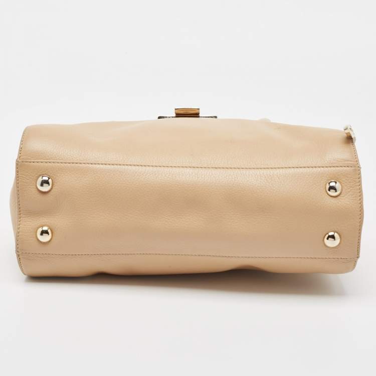 Pre Owned Jimmy Choo Beige Leather Rosalie Satchel
