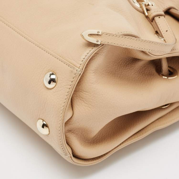 Pre Owned Jimmy Choo Beige Leather Rosalie Satchel