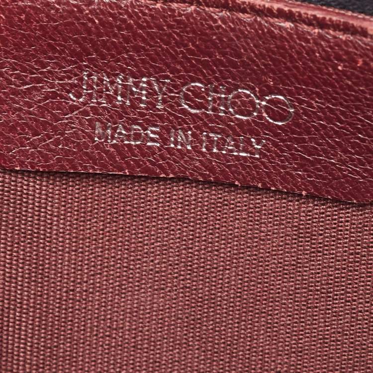 Pre Owned Jimmy Choo Blue/Burgundy Leather and Suede Zip Slim Clutch
