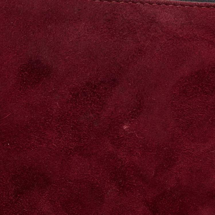 Pre Owned Jimmy Choo Blue/Burgundy Leather and Suede Zip Slim Clutch
