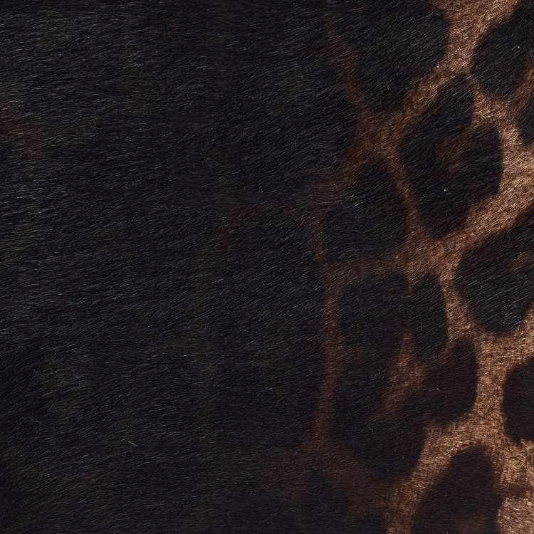 Pre Owned Jimmy Choo Orange/Black Leopard Print Calfhair Zip Slim Clutch