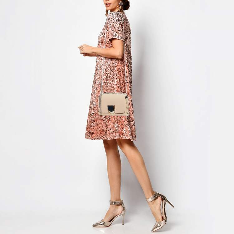 Pre Owned Jimmy Choo Beige Leather Lockett City Shoulder Bag