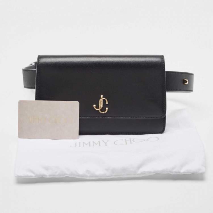 Pre Owned Jimmy Choo Black Leather Varenne Belt Bag
