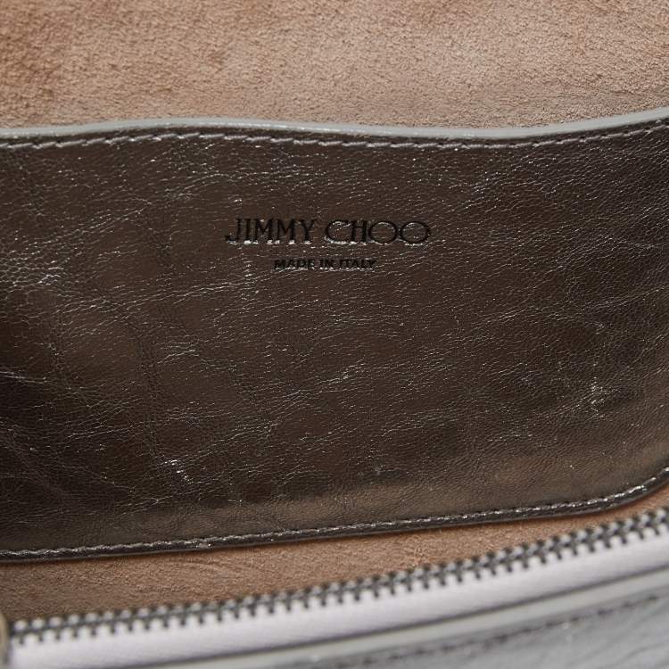 Pre Owned Jimmy Choo Silver Textured Leather Arrow Shoulder Bag