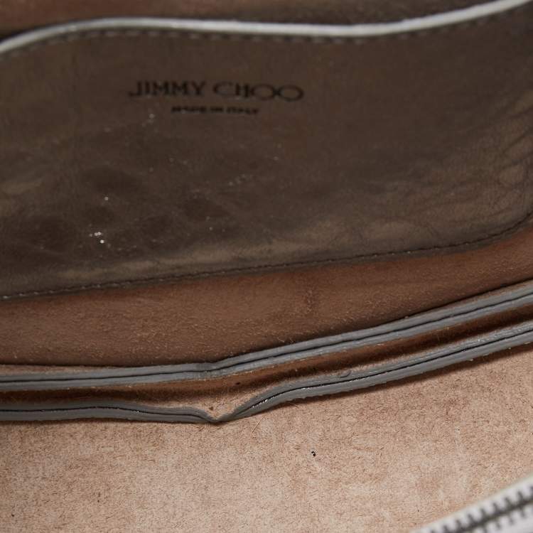 Pre Owned Jimmy Choo Silver Textured Leather Arrow Shoulder Bag