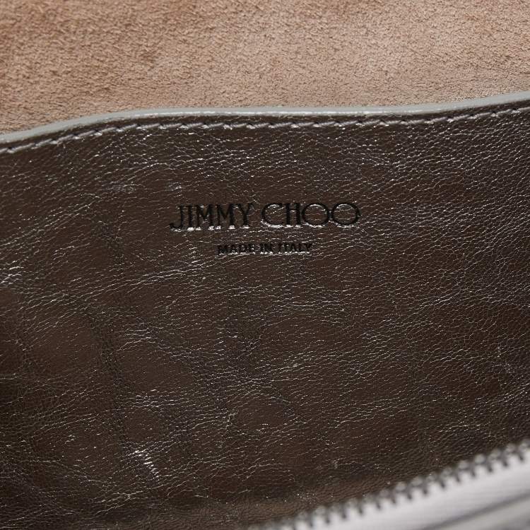 Pre Owned Jimmy Choo Silver Textured Leather Arrow Shoulder Bag
