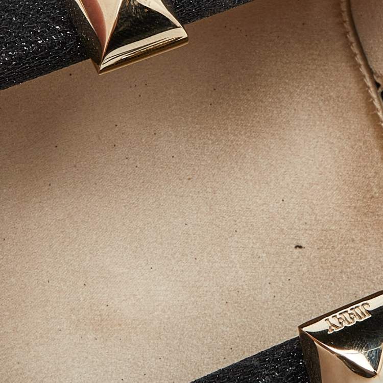 Pre Owned Jimmy Choo Black Fabric Lurex Frame Clutch