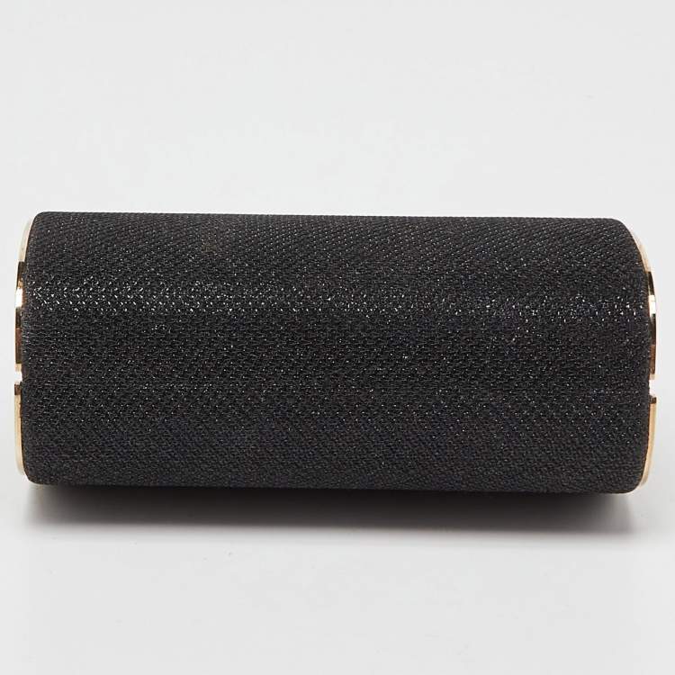 Pre Owned Jimmy Choo Black Fabric Lurex Frame Clutch