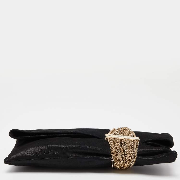 Pre Owned Jimmy Choo Black Shimmering Leather Chandra Clutch