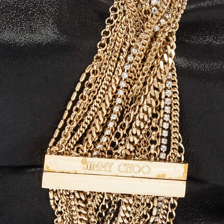 Pre Owned Jimmy Choo Black Shimmering Leather Chandra Clutch