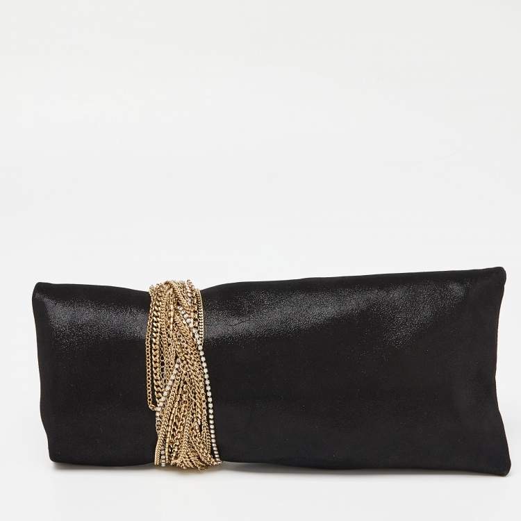 Pre Owned Jimmy Choo Black Shimmering Leather Chandra Clutch