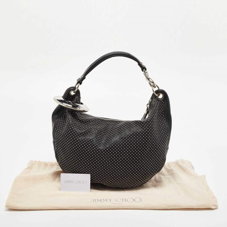 Pre Owned Jimmy Choo Black Leather Studded Solar Hobo