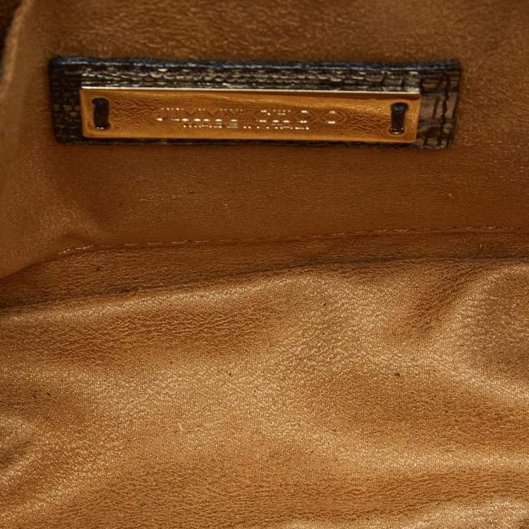 Pre Owned Jimmy Choo Black/Beige Croc Embossed Leather Rebel Crossbody Bag