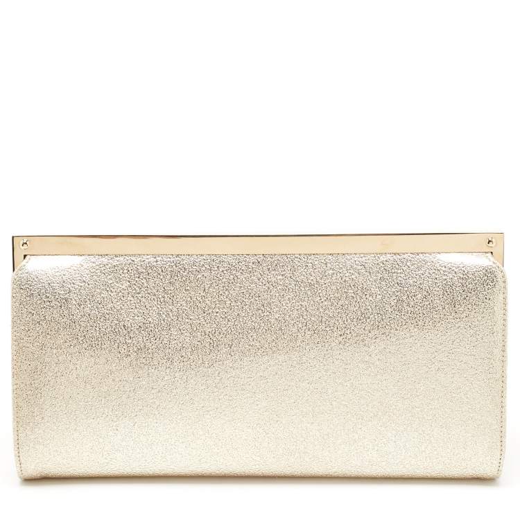 Pre Owned Jimmy Choo Gold Patent Leather Frame Clutch