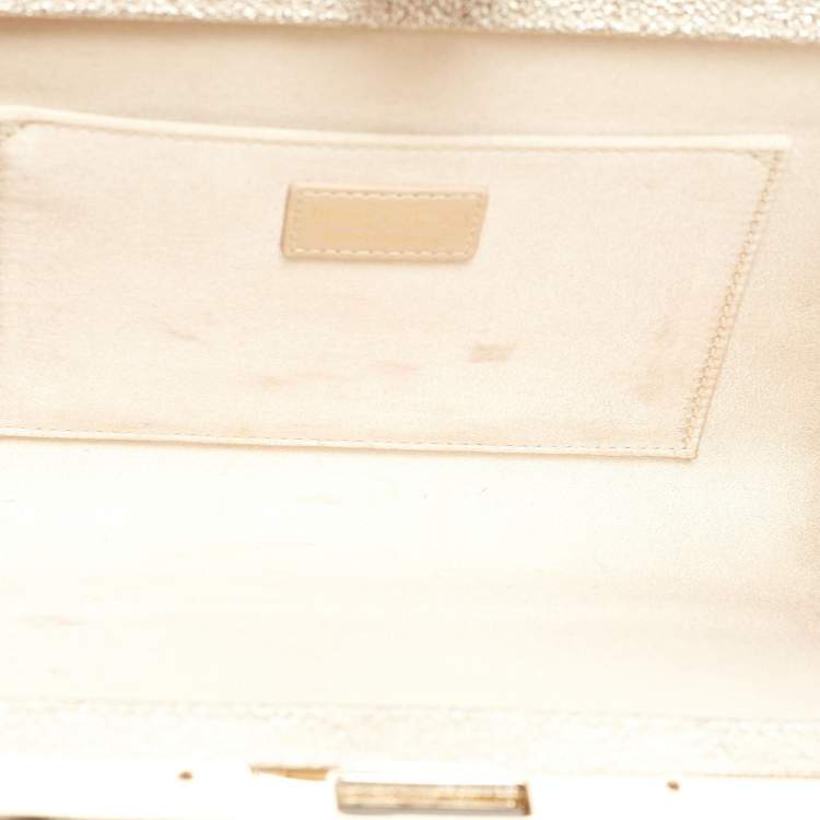 Pre Owned Jimmy Choo Gold Patent Leather Frame Clutch