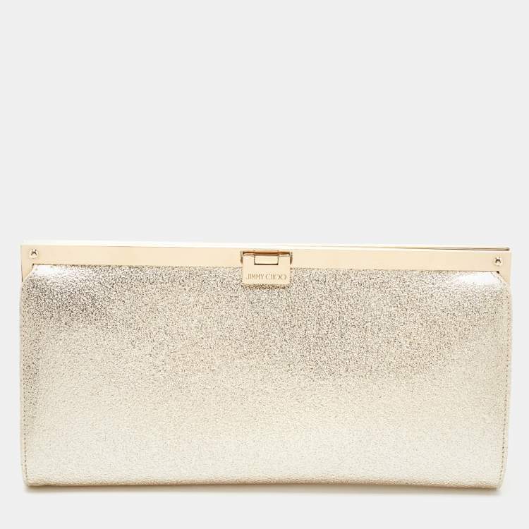 Pre Owned Jimmy Choo Gold Patent Leather Frame Clutch