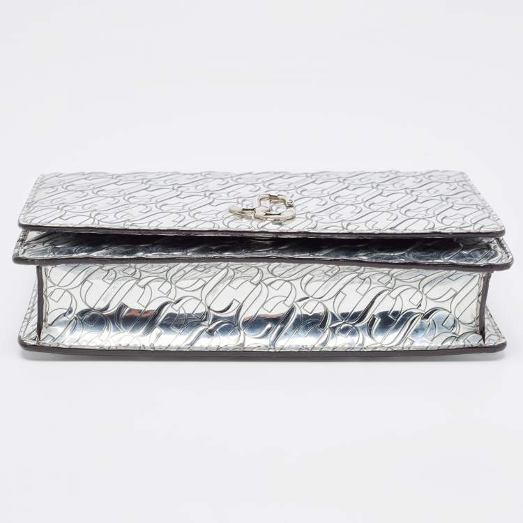 Pre Owned Jimmy Choo JC Embossed Patent Leather Palace Clutch Bag