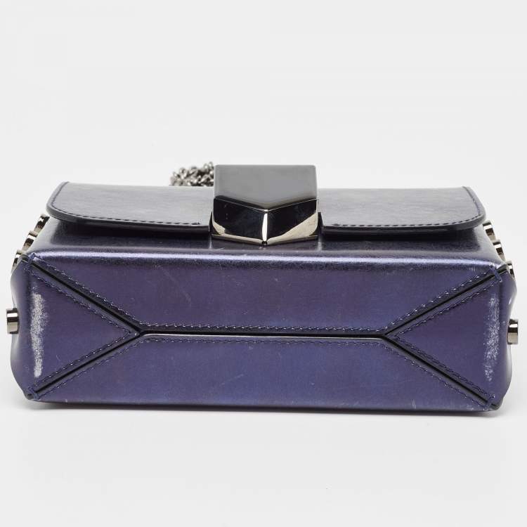Pre Owned Jimmy Choo Metallic Navy Blue Leather Lockett City Shoulder Bag