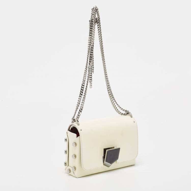 Pre Owned Jimmy Choo Off-White Leather Lockett City Shoulder Bag