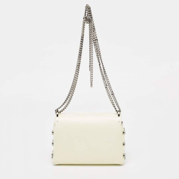 Pre Owned Jimmy Choo Off-White Leather Lockett City Shoulder Bag