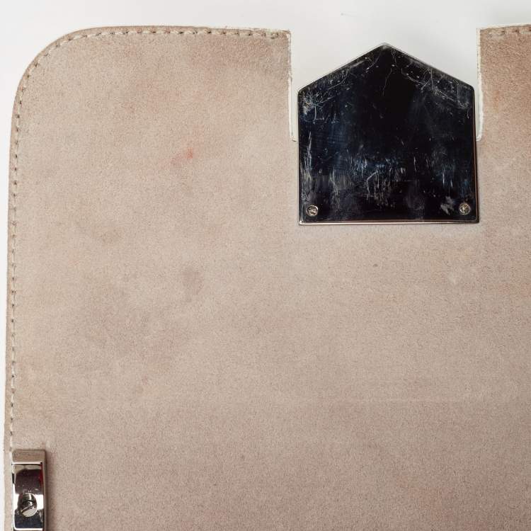 Pre Owned Jimmy Choo Off-White Leather Lockett City Shoulder Bag