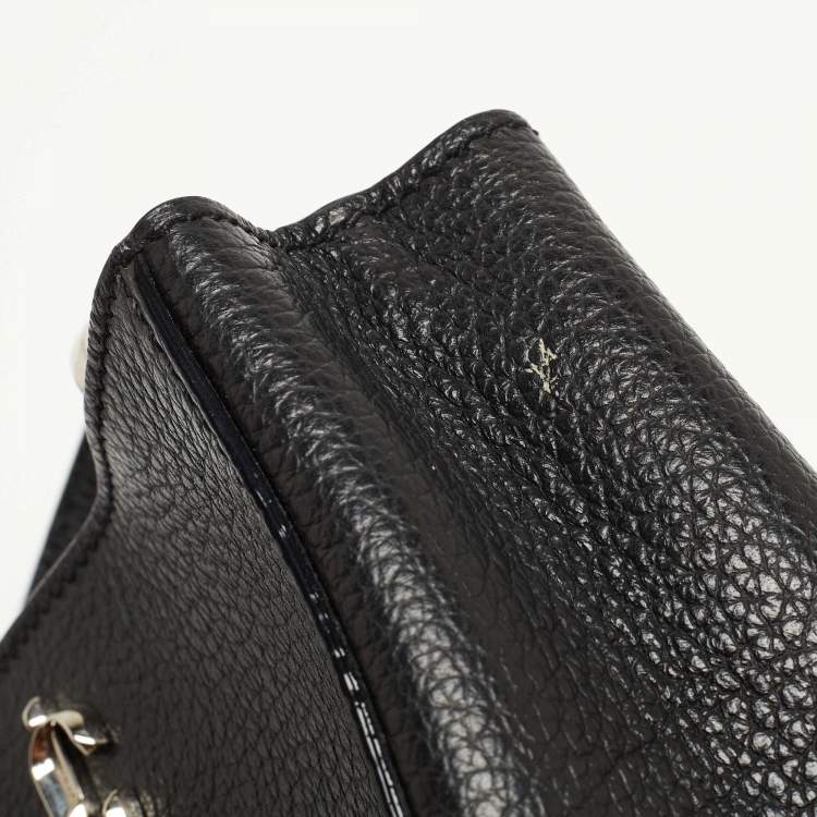 Pre Owned Jimmy Choo Black Leather Mini Varenne Top Handle Bag