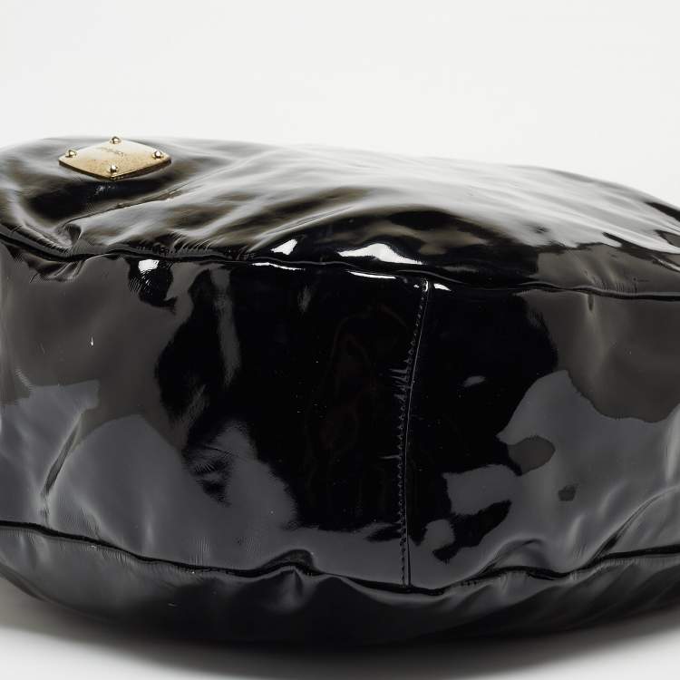 Pre Owned Jimmy Choo Black Patent Leather And Karung Large Saba Hobo
