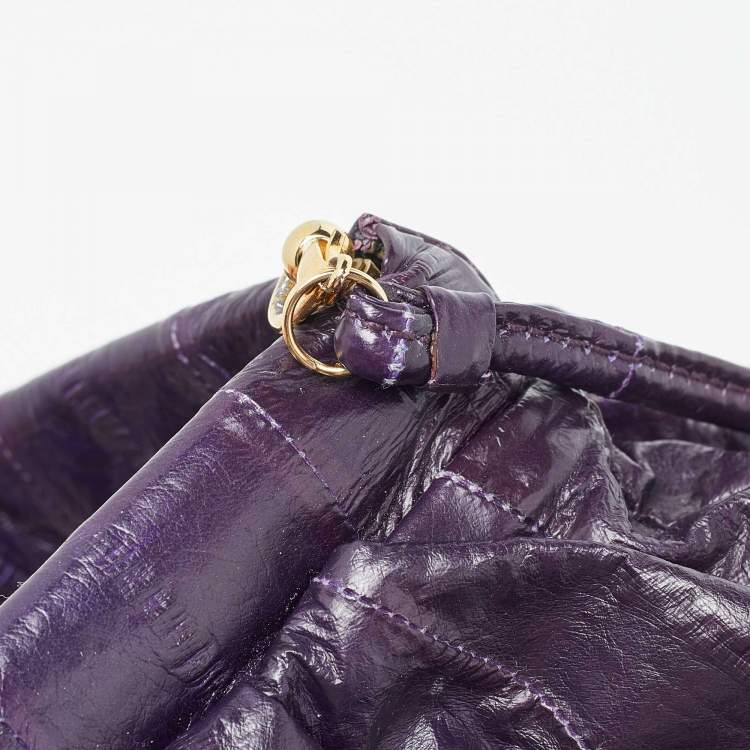 Pre Owned Jimmy Choo Purple Eel Leather Crystal Embellished Strap Clutch