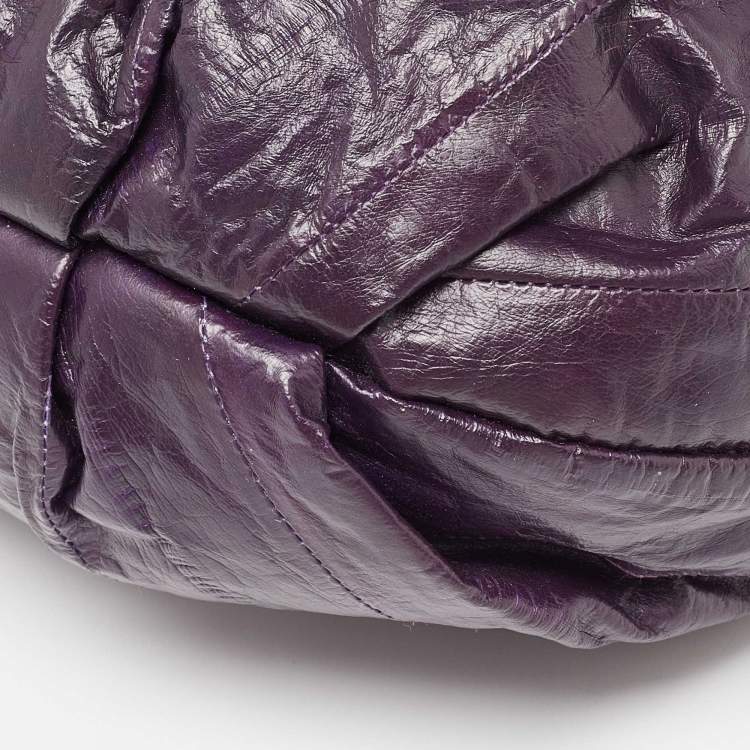 Pre Owned Jimmy Choo Purple Eel Leather Crystal Embellished Strap Clutch