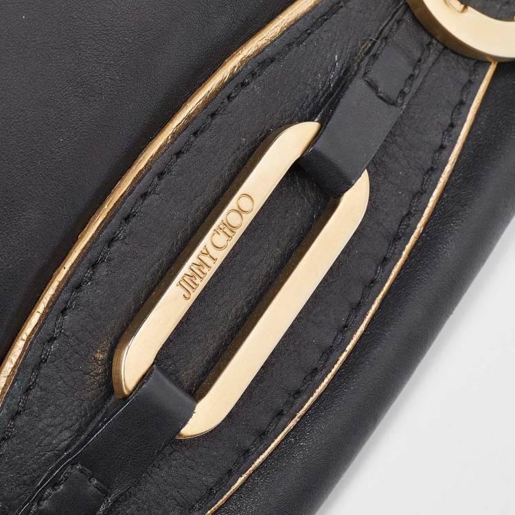 Pre Owned Jimmy Choo Black Leather Troy Chain Shoulder Bag