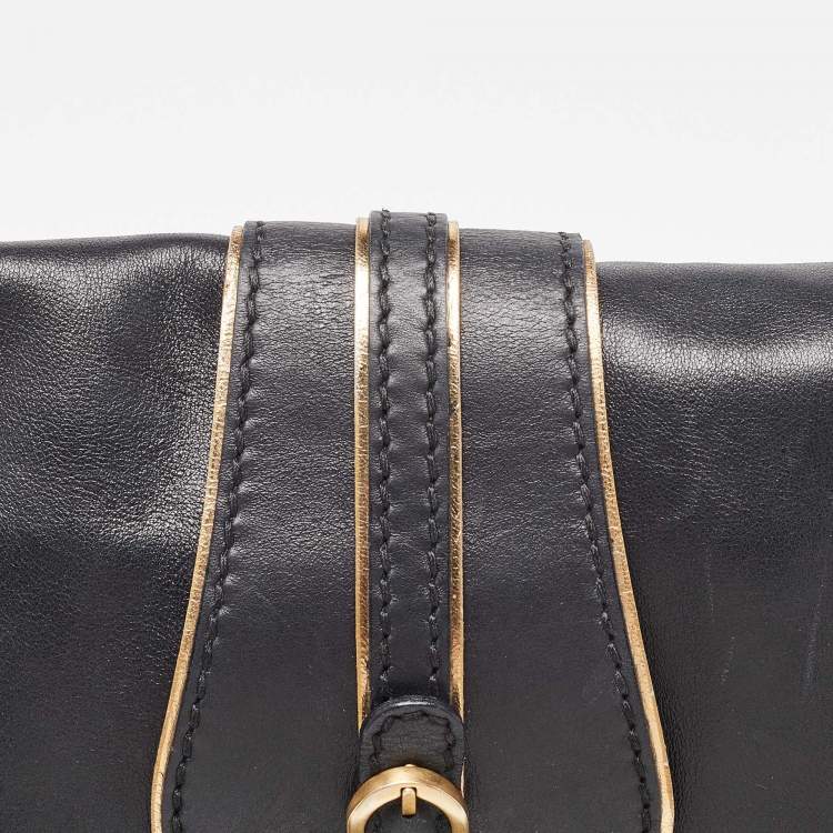 Pre Owned Jimmy Choo Black Leather Troy Chain Shoulder Bag