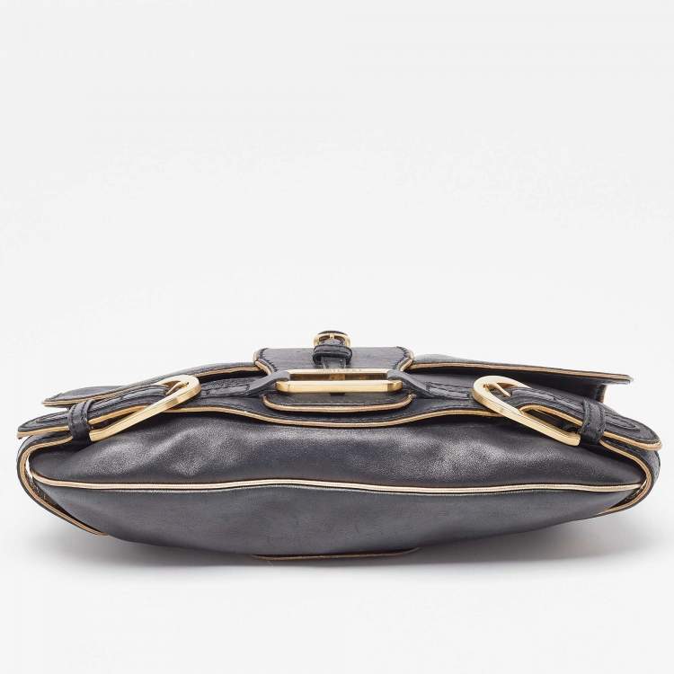 Pre Owned Jimmy Choo Black Leather Troy Chain Shoulder Bag