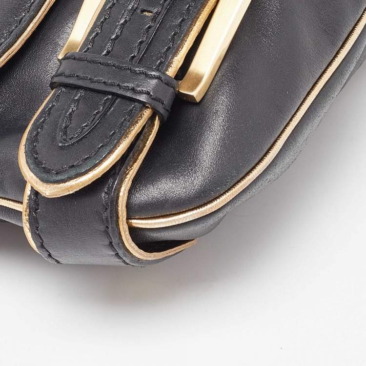 Pre Owned Jimmy Choo Black Leather Troy Chain Shoulder Bag